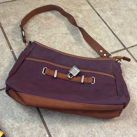 Rosetti Purple / Brown Shoulder Bag with Structured Design - Picture 8 of 11